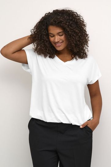 Kaffe Curve KCjena V-neck T-Shirt - Chalk