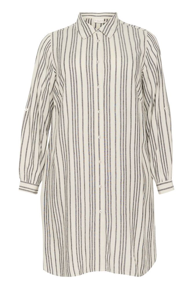 Kaffe Curve KCmille Shirt Dress - Moonstruck / Black Stripe - Afbeelding 2