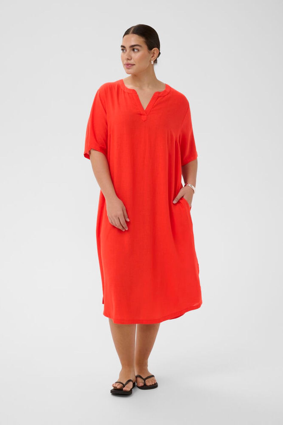 Kaffe Curve KCmille kaftan dress - Poppy Red