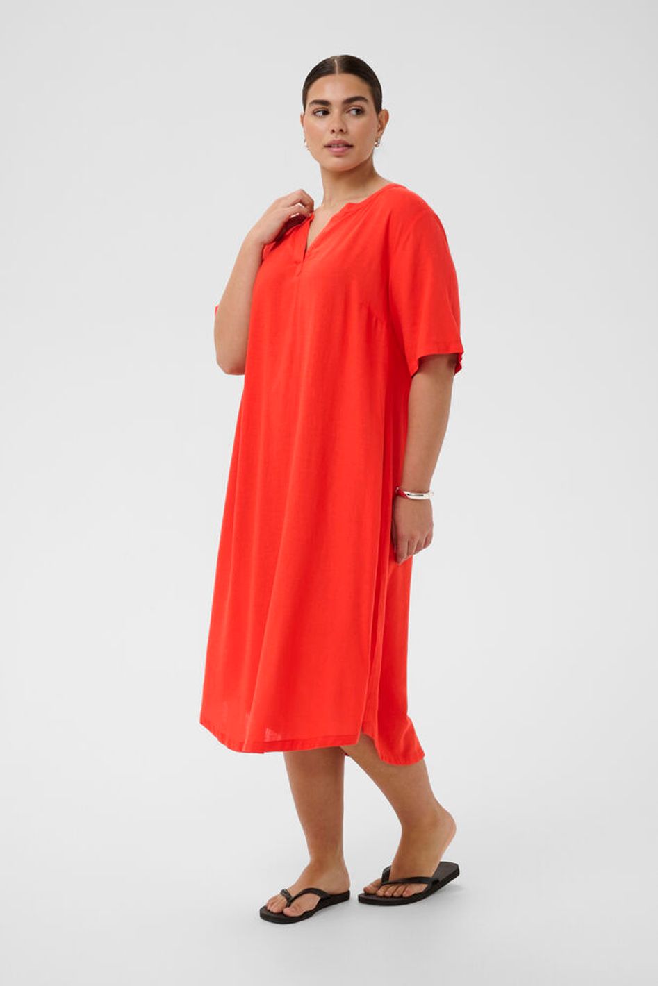 Kaffe Curve KCmille kaftan dress - Poppy Red - Afbeelding 3