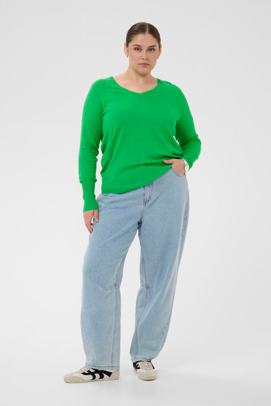 Kaffe Curve KClizzy Pullover/Trui - Bright Green - Afbeelding 5