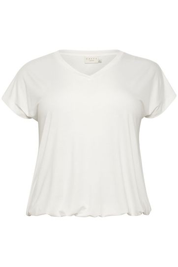 Kaffe Curve KCjena V-neck T-Shirt - Chalk - Afbeelding 2
