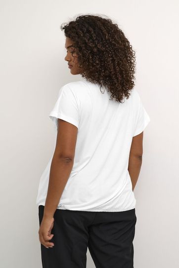 Kaffe Curve KCjena V-neck T-Shirt - Chalk - Afbeelding 4